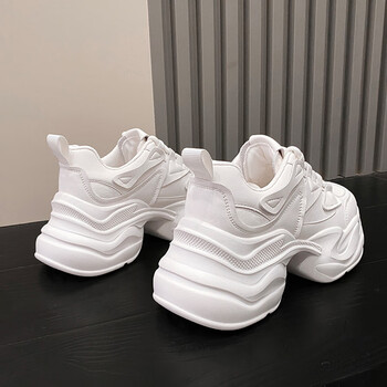 咖春秋老爹鞋女款鞋子女新款网红增高厚底小白鞋休闲跑步运动鞋米色35