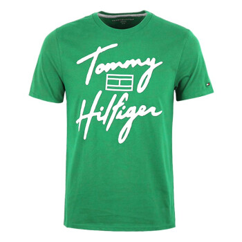 tommy hilfiger湯米希爾費格t恤男 草寫logo圓領短袖 奢侈品男裝78j32