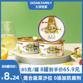 大洋世家 OCEAN FAMILY金枪鱼沙拉罐头85g罐装鱼寿司营养鱼罐头常温即食 原味金枪鱼沙拉85g*4罐