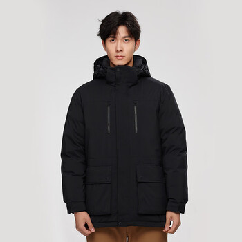 诺诗兰羽绒服男冬季户外运动旅行鹅绒加厚防风抗寒羽绒衣防寒服纯黑色