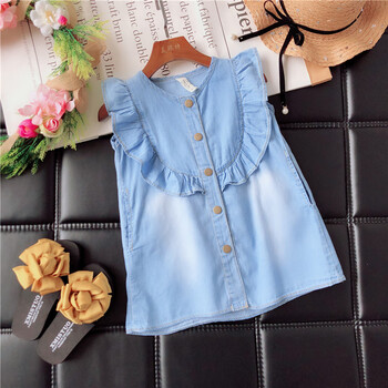 小黄鸭贝壳童装童裙儿童薄款牛仔连衣裙2019夏装新品女童宝宝洋气公主