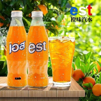 5折泰国est橙汁可乐奶油苏打汽水碳酸饮料玻璃黄色橙汁3瓶