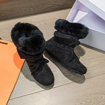 名典风度mingdianfengdu内增高雪地靴冬季女款2023年新款冬季平底东北