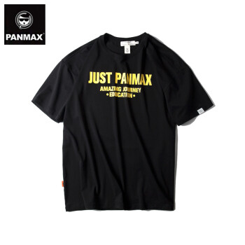 PANMAX加肥加大码半袖oversize夏季新款胖子男装潮牌情侣短袖T恤 黑色 2XL