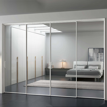 极窄边框推拉门直销雅尚轻奢极简玻璃移门吊趟三联动多联动吊轨极窄