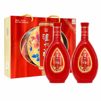泸州老窖超市高度白酒52度双支礼盒装泸州福金色未来500ml2