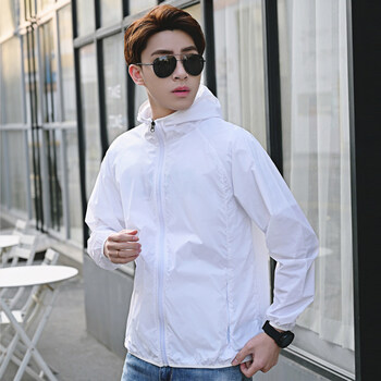 防晒衣男士轻薄外套潮薄款透气宽松大码冰丝钓鱼服男2022新款白色m