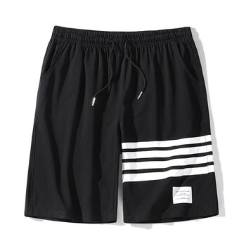 tb短裤男夏季外穿休闲运动五分裤宽松针织中裤沙滩情侣短裤潮黑色s