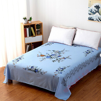 全线老式床单丝光棉布国民印花加厚老粗布被单单件蓝色09或1m床用15x