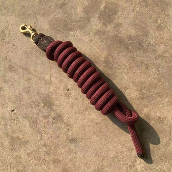 牵马绳圆形编织转钩马具配件马笼头马术用品牵马绳子酒红色