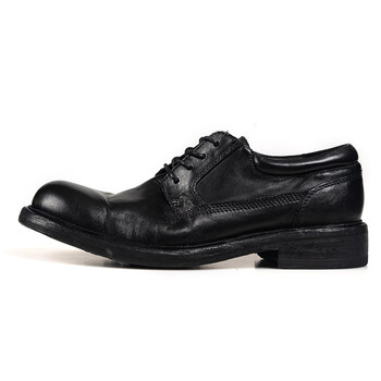 caplost马皮鞋重工水洗复古皮鞋马丁靴春夏男工装靴头层牛皮 黑色 38