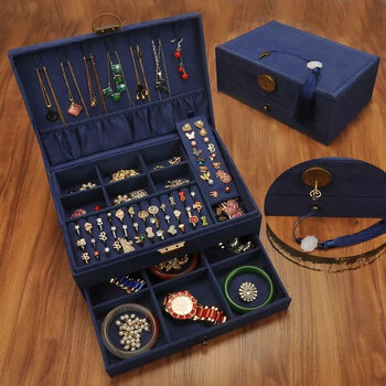 oein首饰盒中国复古耳钉耳环戒指大容量手镯饰品珠宝项链收纳抽屉款