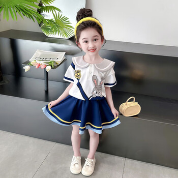 迪凡熊小学生套裙儿童套装2学院风女童夏装16岁小女孩衣服夏季小童