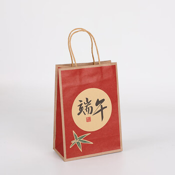 端午节粽子手提袋 粽子礼品盒礼品袋端午绿色包装袋盒 中国红 中号礼