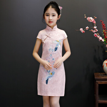 马樱红雨女童旗袍夏季儿童唐装公主裙中国风刺绣小女孩复古演出服薄