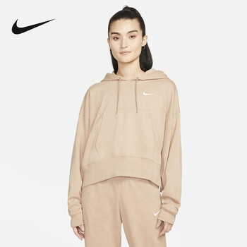 耐克耐克女装2023秋季新款针织套头衫黑色连帽短款卫衣上衣dm6418200s