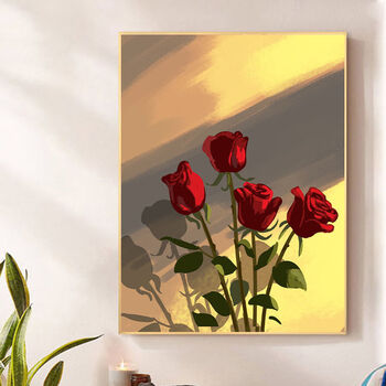 绣魁2022新款diy数字油画手工填色油画玫瑰花手绘涂色油彩装饰画自己