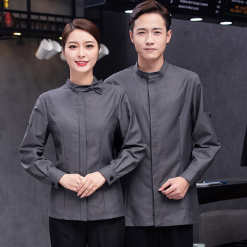 姬帝茫中餐厅服务员工作服长袖女酒店餐饮茶楼特色民族饭店店秋冬装女
