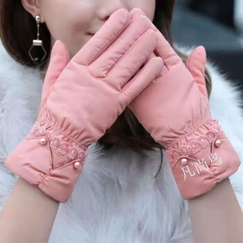 凡尚鸟女士保暖手套电瓶车骑行保暖女冬季防寒保暖触屏羽绒布手套加绒