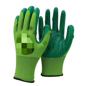 胶防水防滑耐磨酸碱工作建筑工地男 老实人平挂pvc绿色手套【20双装】
