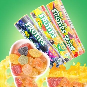 雀巢趣满果软糖黑加仑水果汁软糖花心杂软糖休闲大桶 60g随机混装(可