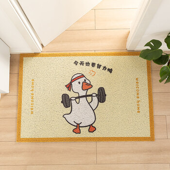 入户地垫玄关门口刮沙除泥耐磨丝圈脚垫子大门口进门努力鸭80120cm