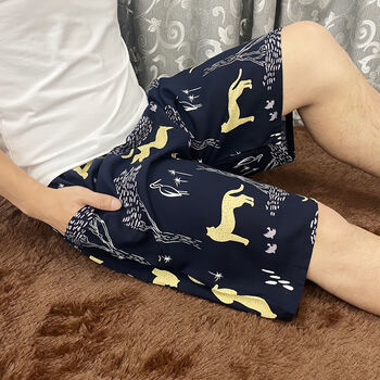 悠曼娅男士睡裤短裤大裤衩男睡觉穿宽松大码舒适居家睡裤夏天薄款可外