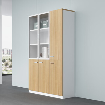 诺雄文件柜木质现代简约资料柜板式高柜子档案柜办公家具三门更衣柜