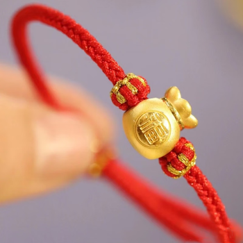 苏亭江黄金福袋转运珠足金手链红绳编织金520情人节礼物送女友送老婆