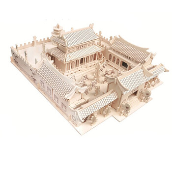 木制建筑模型diy木质立体拼图建筑手工拼装模型木头房子拼插积木制