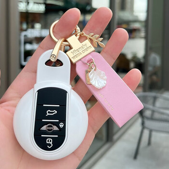 专用22款宝马mini钥匙壳countryman套cooper迷你汽车包扣女 白色壳
