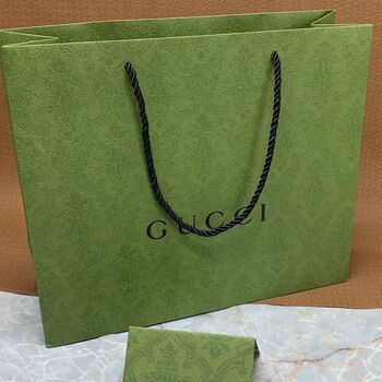 明凡古奇酷奇绿色纸袋香水袋口红袋包装袋手提袋购物袋子围巾袋中号横