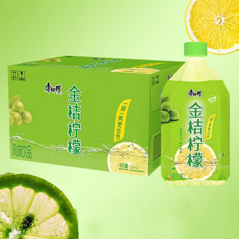 康师傅金桔柠檬果味饮料1l*8瓶金桔柠檬果汁大瓶1000ml水果饮品 金桔