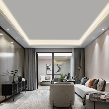 迈博客厅吊顶天花反光灯槽led灯条氛围光展示柜24v灯槽灯带家用圆弧铝