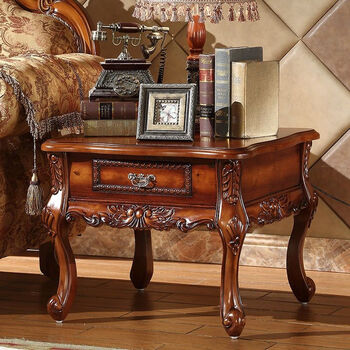 欧式实木角几边几美式雕花客厅小方几沙发边桌边柜小方桌仿古茶桌清歌