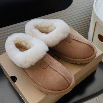 ugg一脚蹬羊毛雪地靴女鞋外穿冬季加绒加厚男女保暖毛毛鞋防寒短棉靴