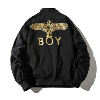 世纪男孩boy21春秋季新款潮牌飞行员刺绣外套男宽松夹克棒球服潮黑色