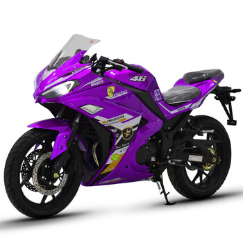 地平线赛车400cc双缸水冷可上牌可改装abs街跑电动跑车v6电摩 紫色