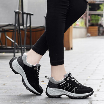 红书依店防水户外登山鞋女子厚底增高鞋休闲旅游爬山鞋子减震徒步鞋