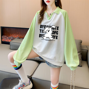 服饰内衣>女装>女士卫衣>vzvg>vzvg春秋季休闲华夫格卫衣外套12-15岁