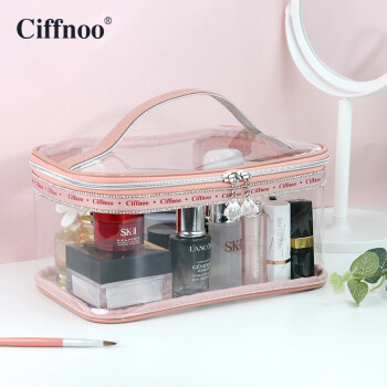 琪斐诺(Ciffnoo)化妆包便携网红新款水钻旅行收纳袋防水透明洗漱包 CFN0135 粉色小号