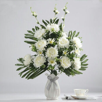 用的花祭祀用品插花假花祭祖墓前花五七祭拜 扇形19朵小理菊花白色