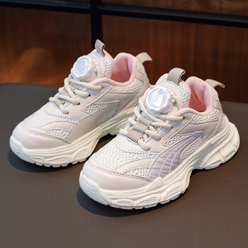 杰米恩jiemien女童鞋秋季2023新款儿童运动鞋透气小白鞋旋转扣老爹鞋