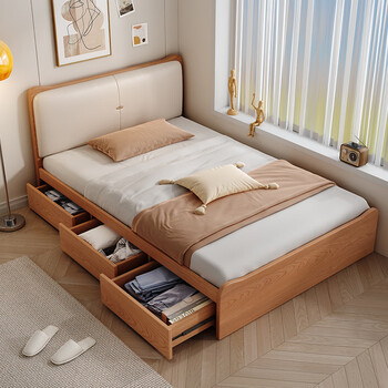 冠典(guandian) 床现代简约高箱储物床1.2米单人床家用北欧主卧1.