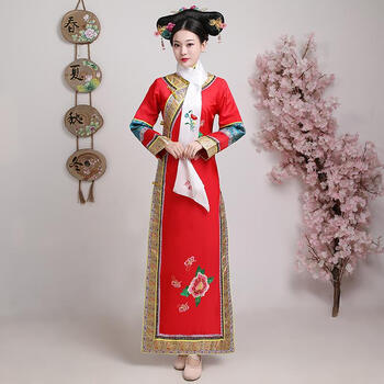 舒莞清宫穿越女装-古风还珠格格旗袍大码 红色 大码(不含旗头)