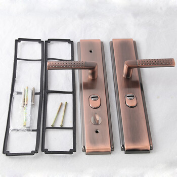 门锁入户门步阳防盗门把手 拉手入户门锁配件加厚实心手柄对开门 红