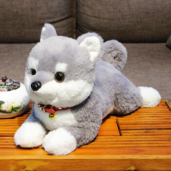 一朝春雪可爱棕色柴犬小狗玩偶儿童睡觉抱毛绒玩具狗狗娃娃布偶 灰色