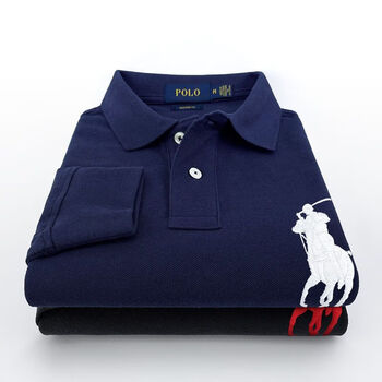 拉夫劳伦(ralph lauren)经典保罗长袖高端大马标刺绣纯棉翻领宽松大码