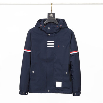 tb秋冬外套男连帽夹克四条杠秋冬保暖简约时尚户外休闲运动上衣 深