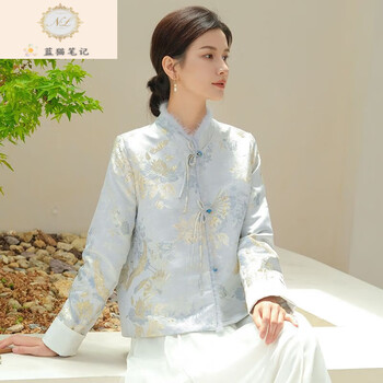 蓝猫笔记秋冬中式提花仿棉袄外套女国风汉服唐装民族风服饰唐装旗袍